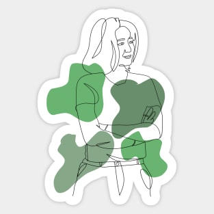 Line continuous art of a woman Sticker